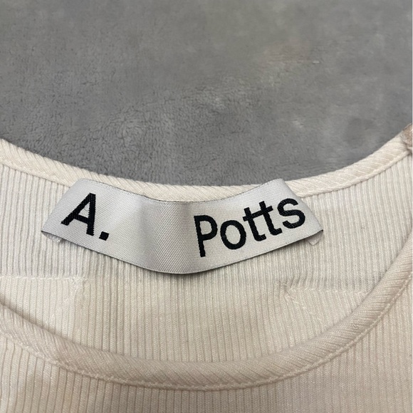 A. Potts tab tee short sleeve rib cream 10905 - Picture 6 of 15